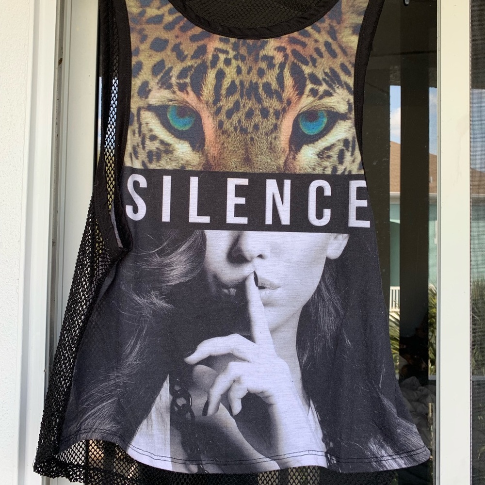 Silence Mesh Back Graphic Front Tank Top